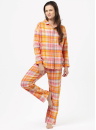 Pijama de damă cu nasturi KEY 473 caise-cocoș model FLANEL