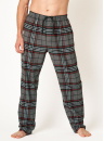 Pantaloni de pijama bărbați KEY 400 model în carouri de grafit FLANEL