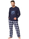 Pijama bărbați KEY 412 albastru închis FLANEL