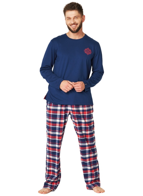 Pijama bărbați KEY 613 albastru închis FLANEL