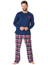 Pijama bărbați KEY 613 albastru închis FLANEL