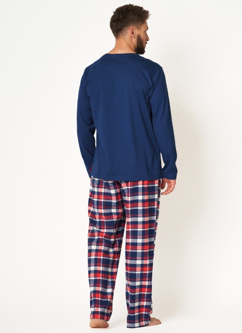 Pijama bărbați KEY 613 albastru închis FLANEL