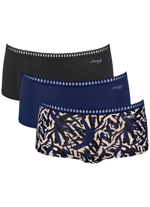 Chiloți pentru femei SLOGGI GO CRUSH SHORT C3P BLUE - DARK COMBINATION