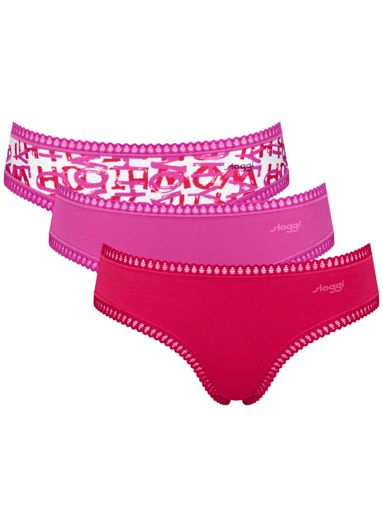 Dámské kalhotky SLOGGI GO CRUSH HIPSTER C3P PINK - DARK COMBINATION