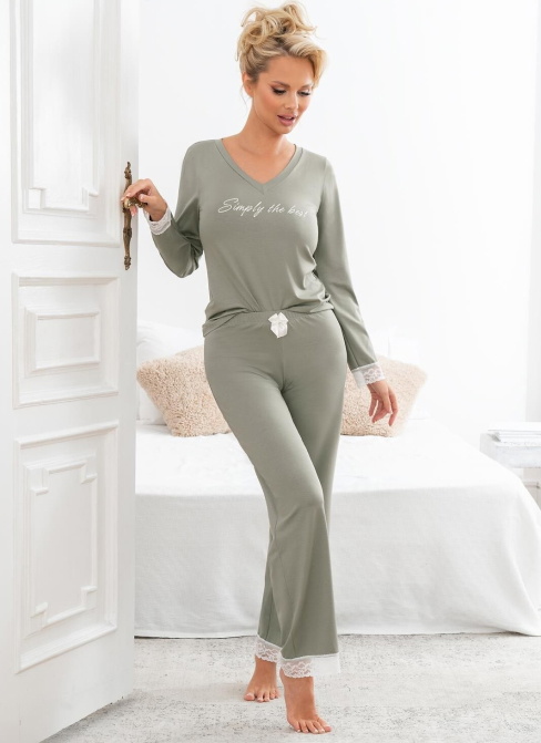 Pijama dama DONNA SIMPLY LONG măslin