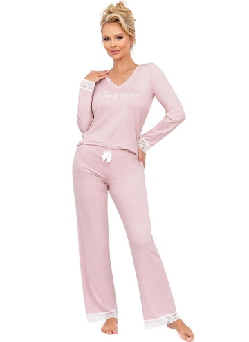 Pijama dama DONNA SIMPLY LONG roz pudră