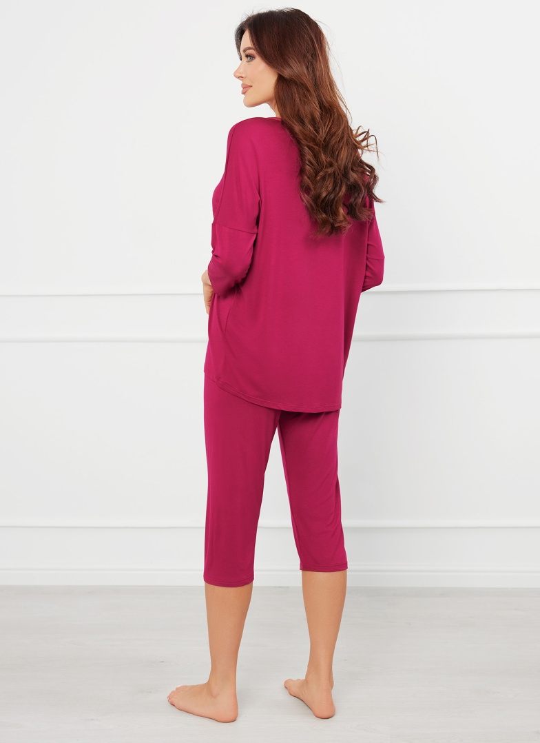 Pijama dama ITALIAN FASHION NATURA 3/4+3/4 burgundy