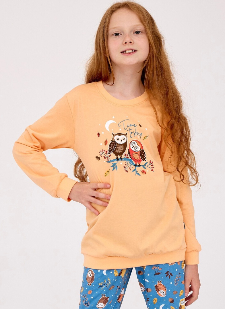 Pijama pentru copii CORNETTE 977/176 OWLS 2 portocaliu