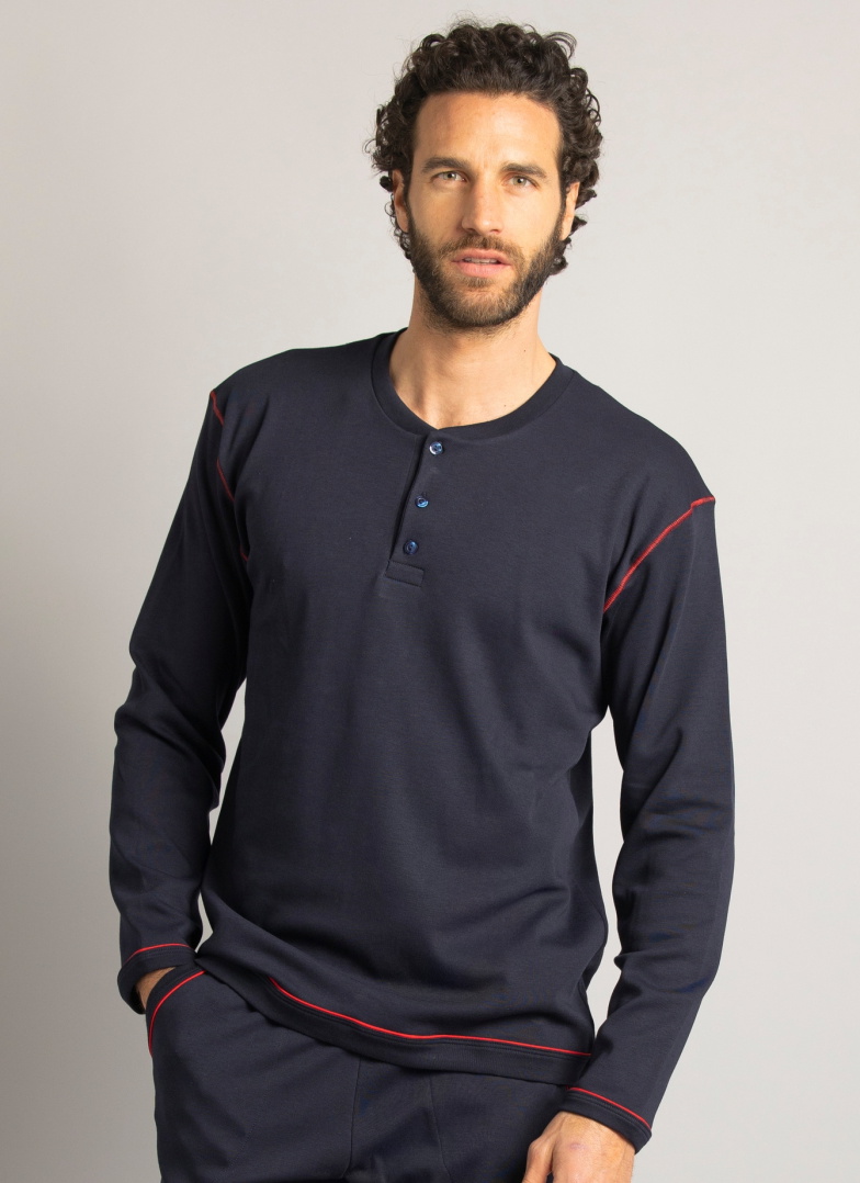 Pijama pentru bărbați ARMATA DI MARE 2401 NAVY BLUE INTERLOCK