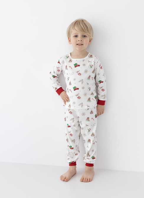 Pijama pentru copii SENSIS MAURICE/SAMANTHA CHRISTMAS alb-deschis