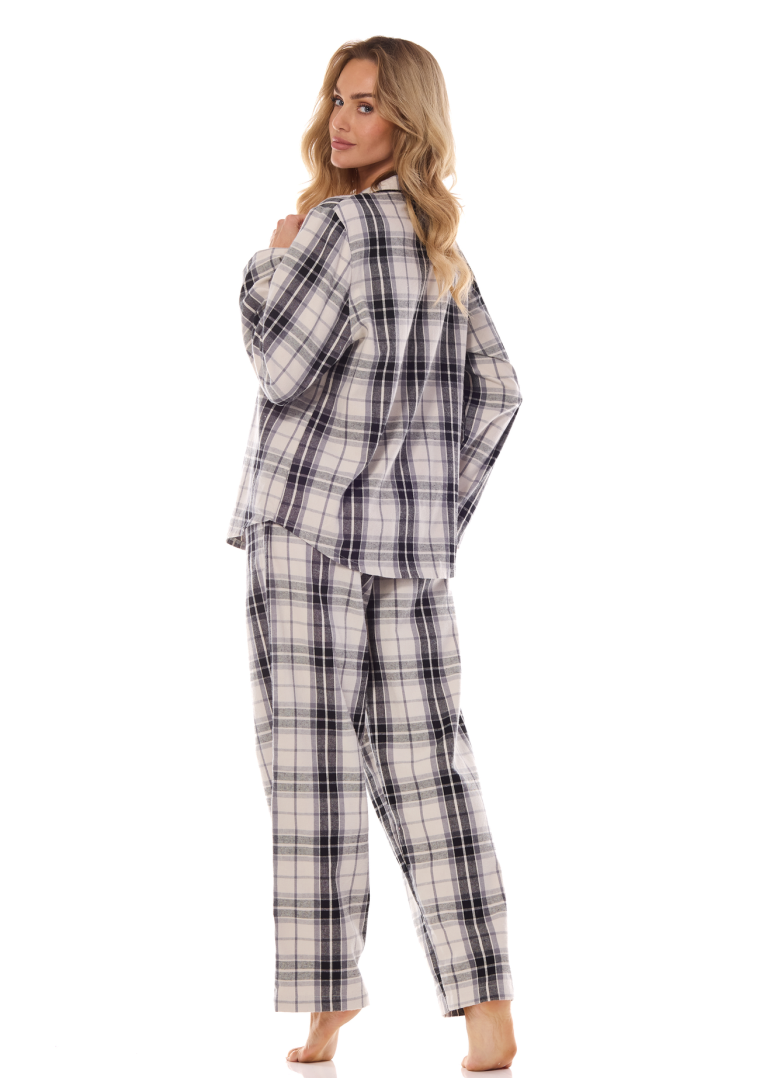 Pijama de damă cu nasturi L&L 2475 ROXY grafit FLANEL