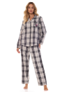 Pijama de damă cu nasturi L&L 2475 ROXY grafit FLANEL