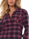 Pijama de damă cu nasturi L&L 2475 ROXY albastru închis FLANEL