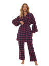 Pijama de damă cu nasturi L&L 2475 ROXY albastru închis FLANEL