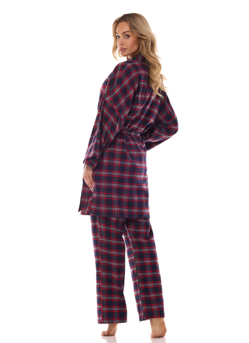 Pijama de damă cu nasturi L&L 2475 ROXY albastru închis FLANEL