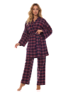 Pijama de damă cu nasturi L&L 2475 ROXY albastru închis FLANEL