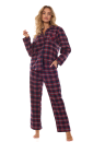 Pijama de damă cu nasturi L&L 2475 ROXY albastru închis FLANEL