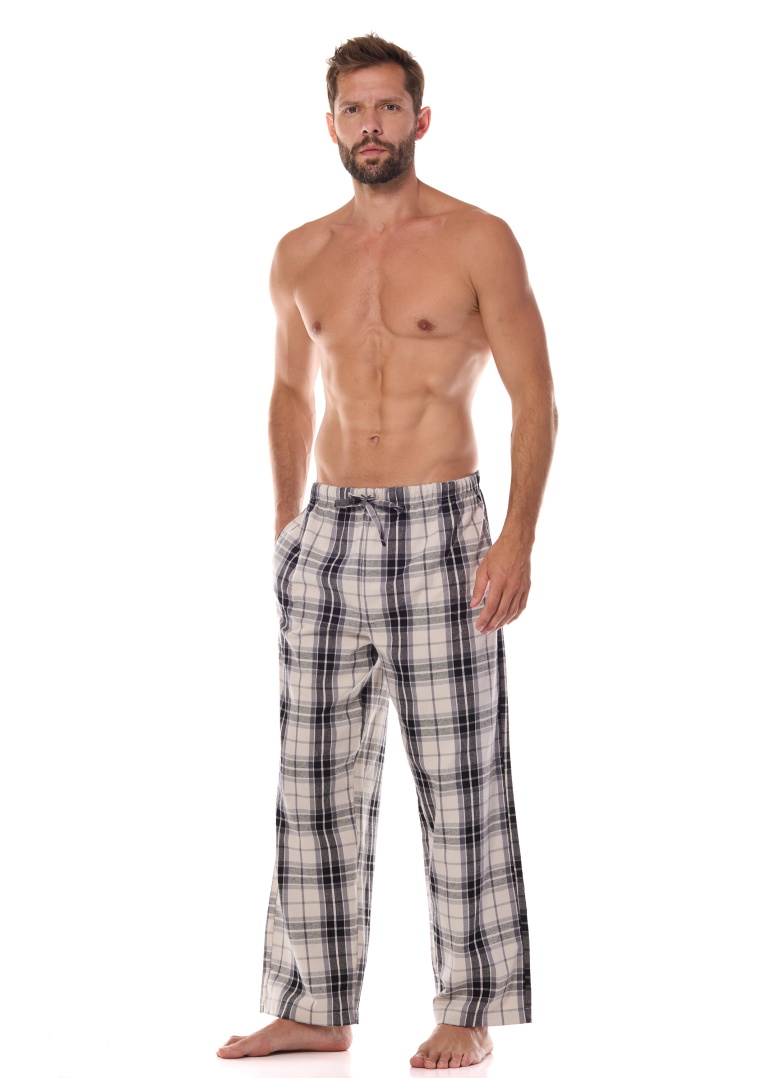 Pantaloni de pijama bărbați L&L 2472 BEN grafit FLANEL