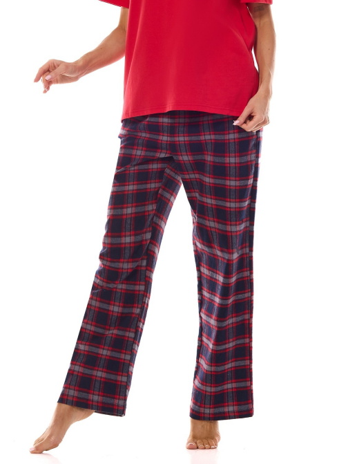 Pantaloni de pijama dama L&L 2476 ROXY albastru închis FLANEL