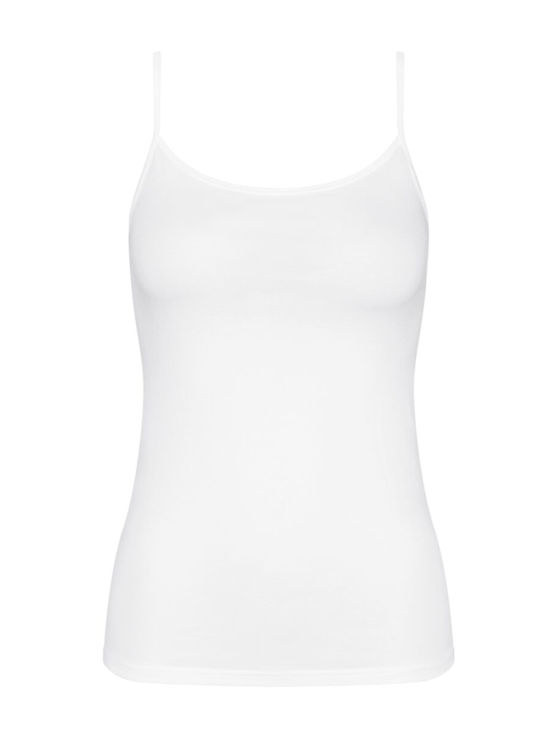 Dámské košile TRIUMPH SENSE OF COTTON SPAGHETTI TOP WHITE