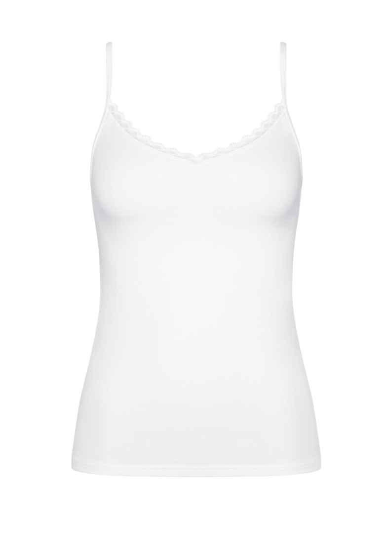 Dámské košile TRIUMPH FEEL OF COTTON SPAGHETTI TOP WHITE