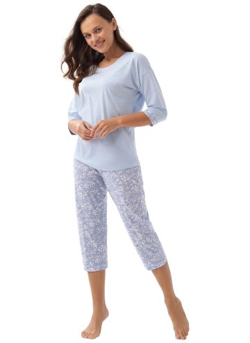 Pijama dama LUNA 343 3/4 albastru