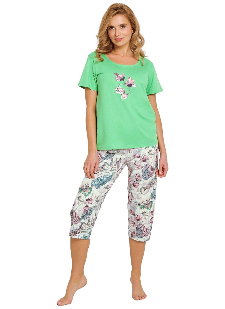 Pijama dama TARO LIA 3344 mânecă scurtă verde