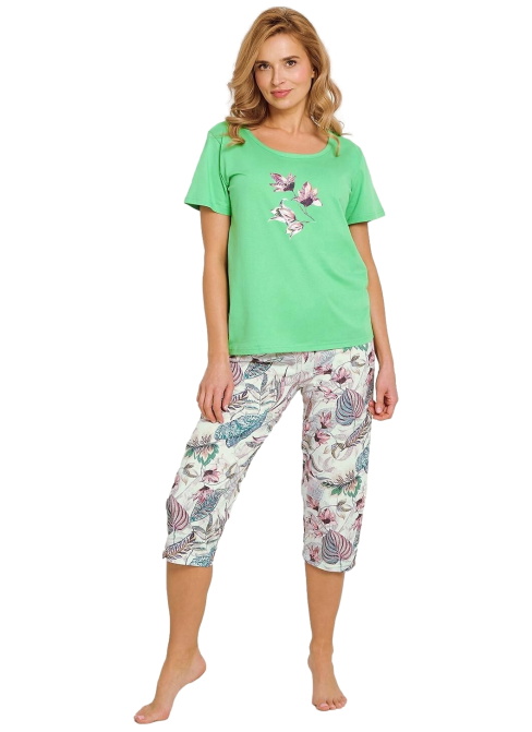 Pijama dama TARO LIA 3344 mânecă scurtă verde