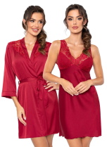 Set cămașă de noapte și halat DONNA MARI burgundy