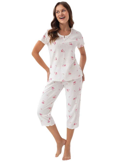 Pijama dama LUNA 386 ecru-amarant