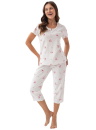 Pijama dama LUNA 386 ecru-amarant