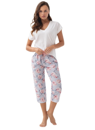 Pijama dama LUNA 337 alb-albastru