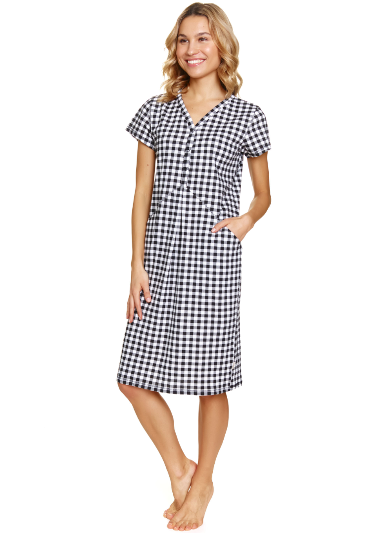 Noční košile DOCTOR NAP TCB.5271 BLACK CHECK