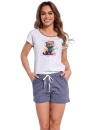 Pijama dama CORNETTE 053/299 BLACK CAT alb