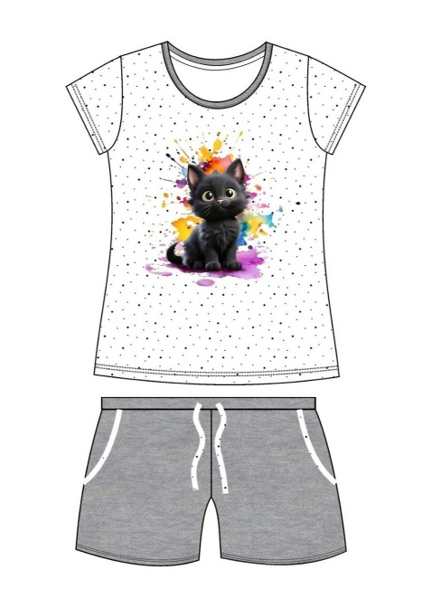 Pijama pentru copii CORNETTE 245/109 246/109 BLACK CAT alb