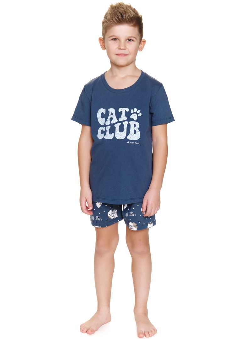 Set pijama pentru tată și fiu DOCTOR NAP 7204-7205 DEEP BLUE