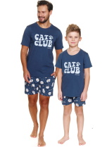 Set pijama pentru tată și fiu DOCTOR NAP 7204-7205 DEEP BLUE