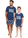 Set pijama pentru tată și fiu DOCTOR NAP 7204-7205 DEEP BLUE