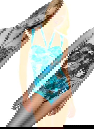 Costum de baie dintr-o singură piesă TRIUMPH SUMMER FLEUR OPD TURQUOISE - DARK COMBINATION