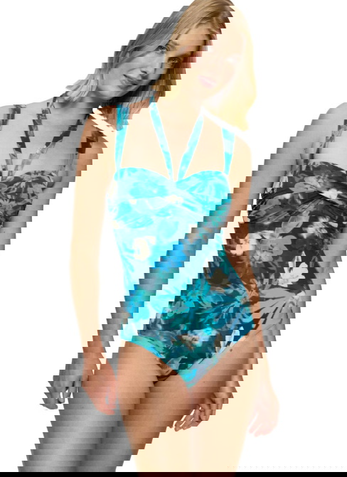 Egyrészes fürdőruha TRIUMPH SUMMER FLEUR OPD TURQUOISE - DARK COMBINATION