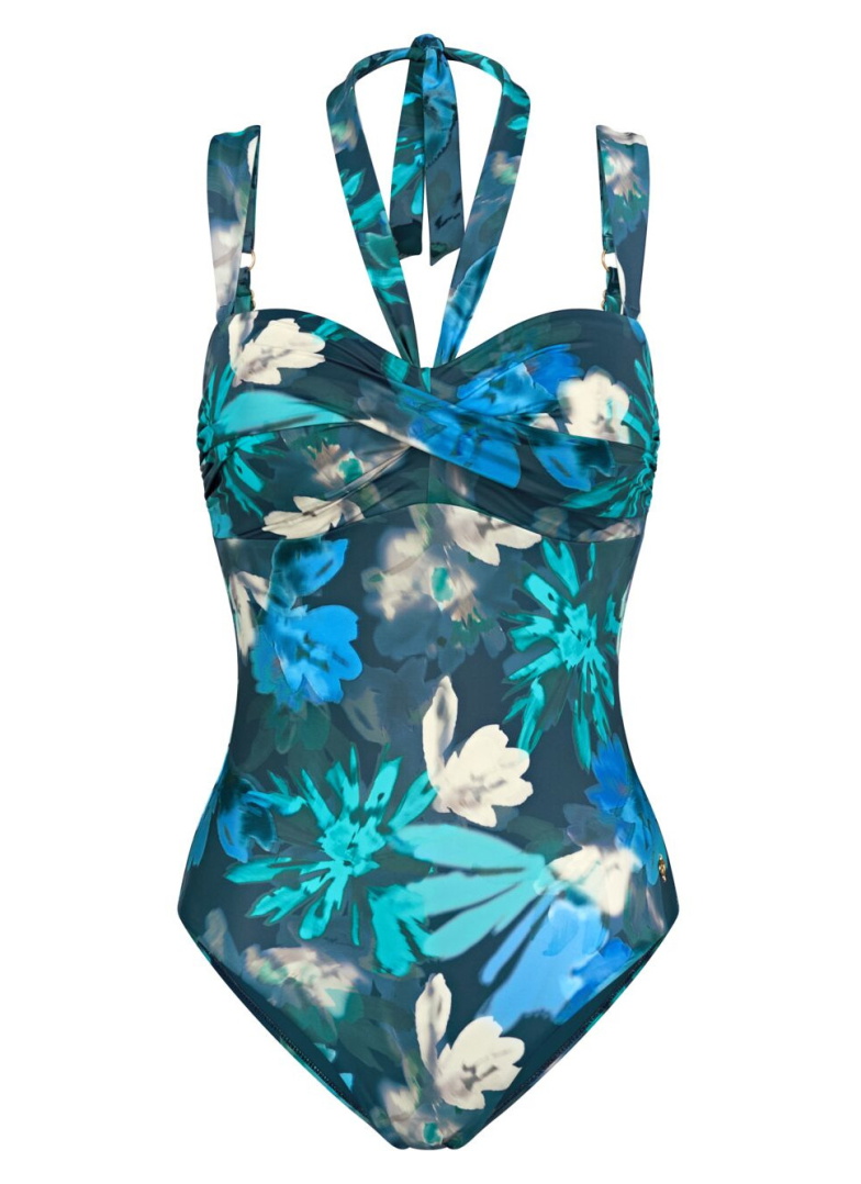 Costum de baie dintr-o singură piesă TRIUMPH SUMMER FLEUR OPD TURQUOISE - DARK COMBINATION