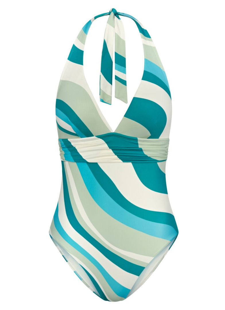 Egyrészes fürdőruha TRIUMPH SUMMER MIX & MATCH OP PLUNGE PT BLUE - LIGHT COMBINATION