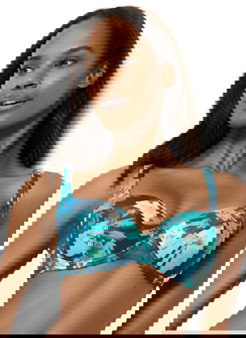 Horní díl plavek TRIUMPH SUMMER FLEUR WP 01 TURQUOISE - DARK COMBINATION