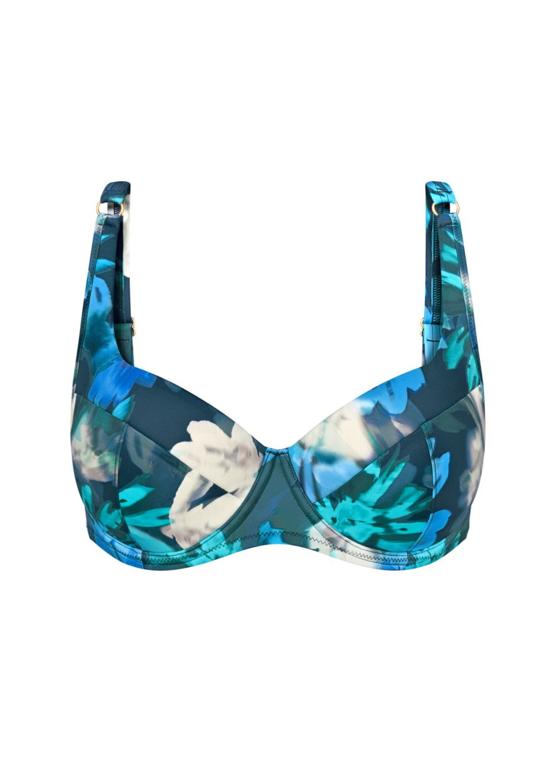 Fürdőruha felső TRIUMPH SUMMER FLEUR WP 01 TURQUOISE - DARK COMBINATION