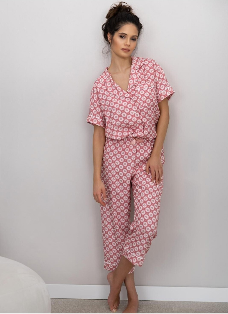 Pijama de damă cu nasturi SENSIS SOFIJA cărămiziu