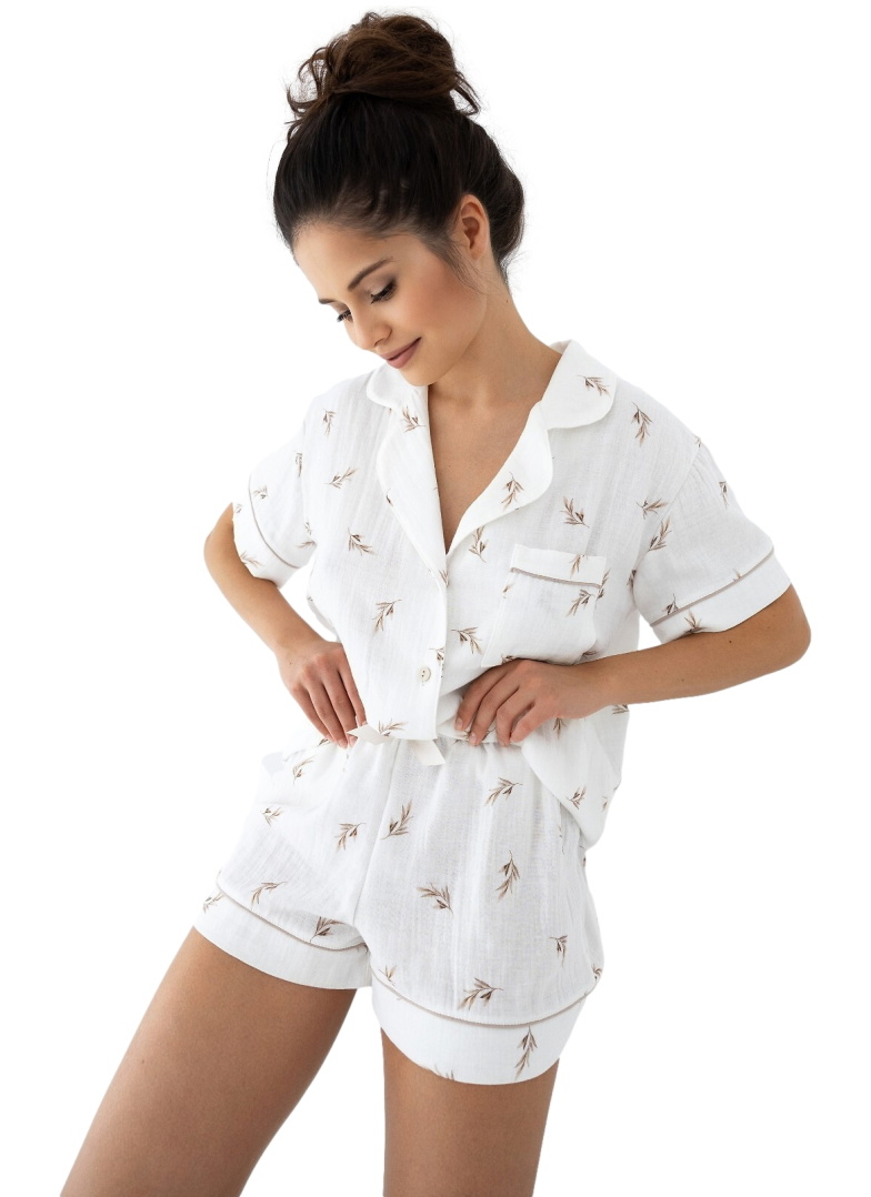 Pijama de damă cu nasturi SENSIS NASTIA ecru