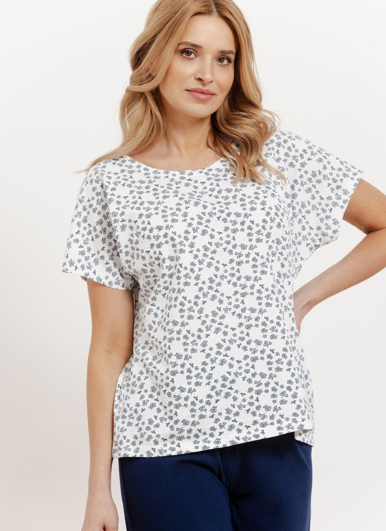 Pijama dama TARO DEMI 3418 ecru-albastru închis