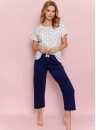 Pijama dama TARO DEMI 3418 ecru-albastru închis