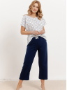 Pijama dama TARO DEMI 3418 ecru-albastru închis