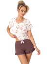 Dámské pyžamo DONNA AMARIS SHORT ecru-hnědá